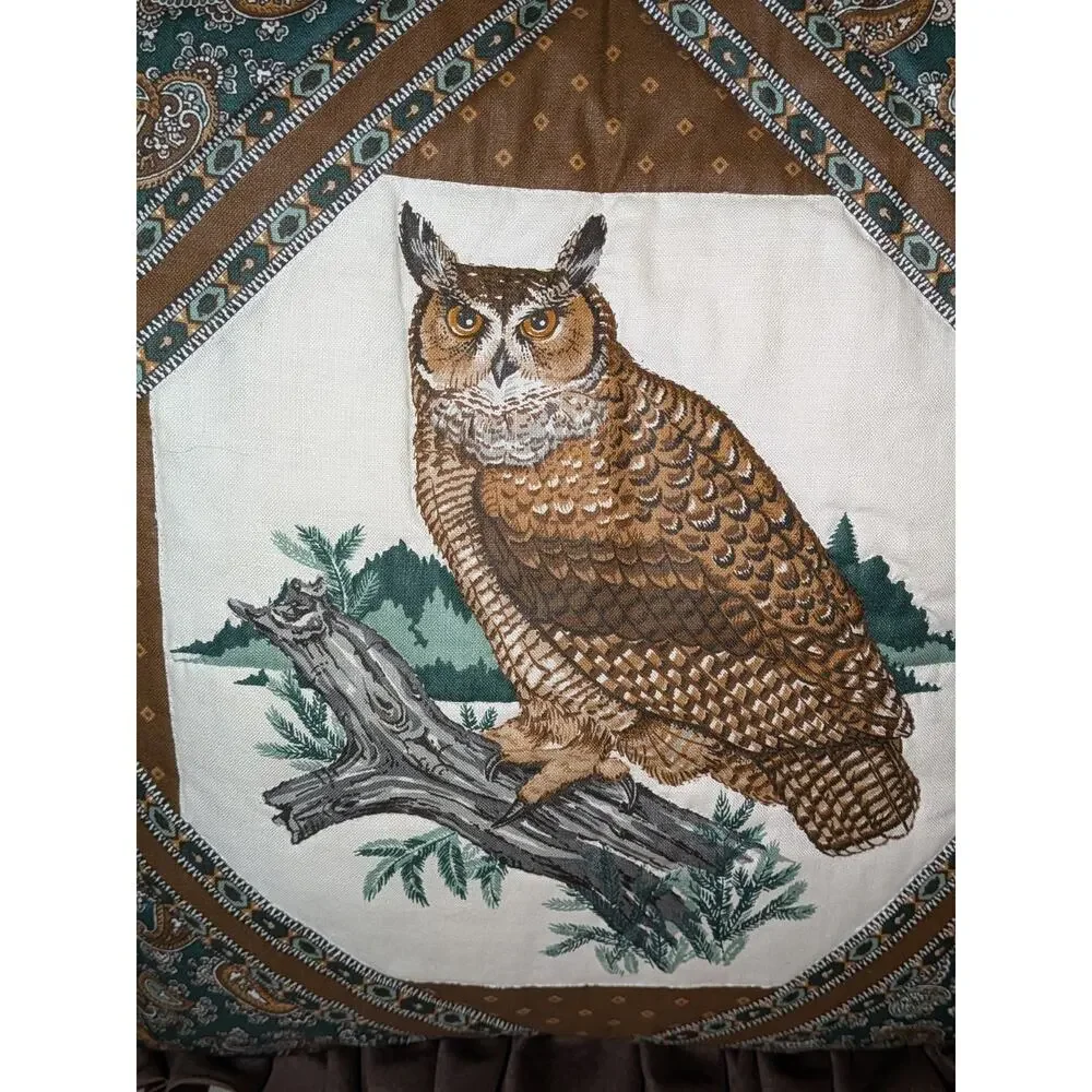 VTG 70s Ruffled Owl Accent Throw Pillow